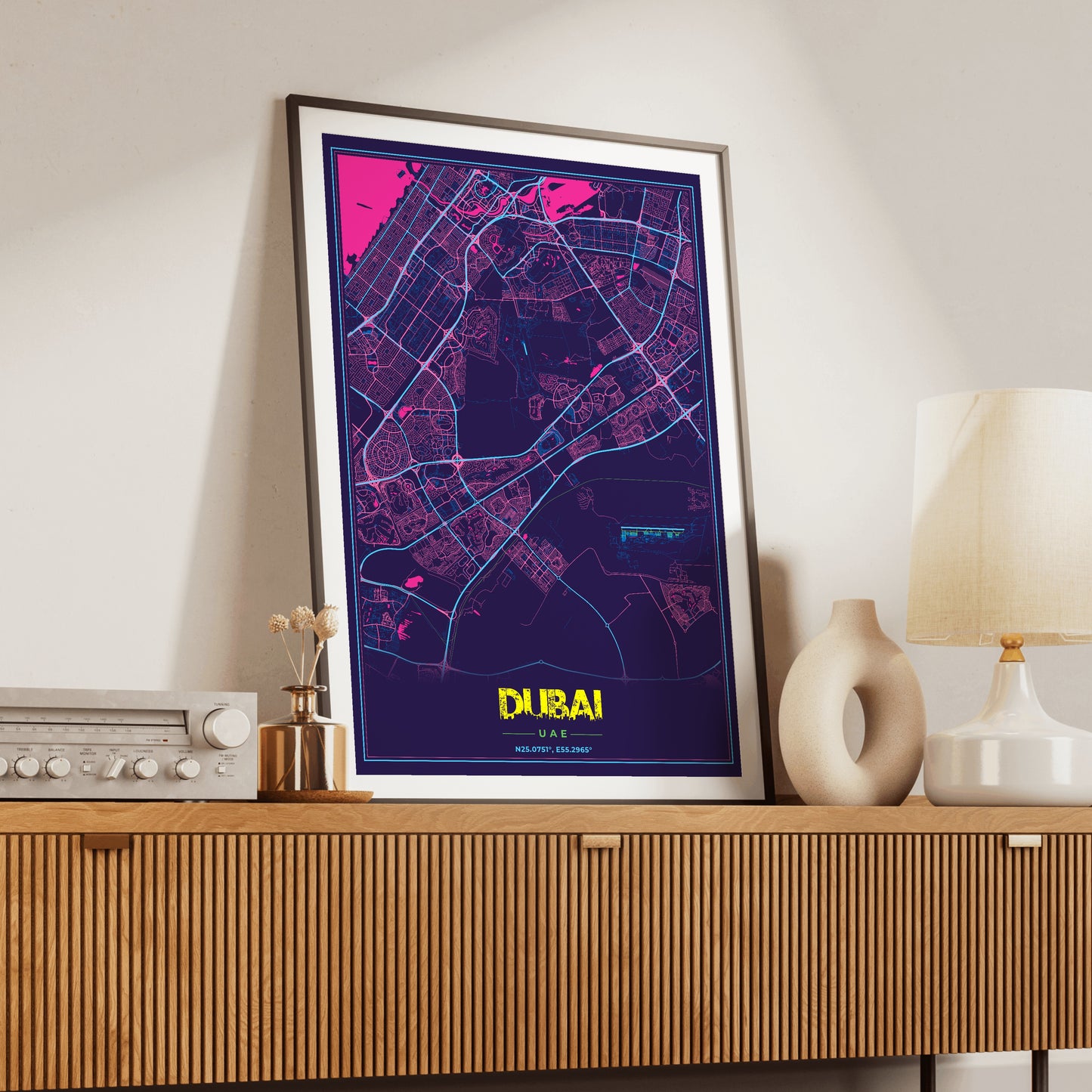 Dubai Cyberpunk Map Poster