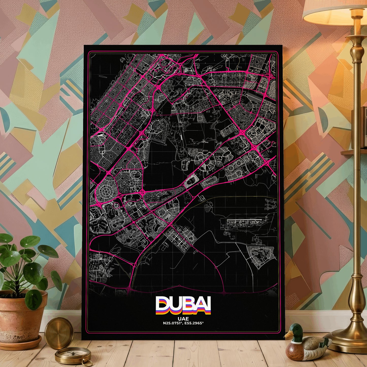 Dubai Retro Map Poster