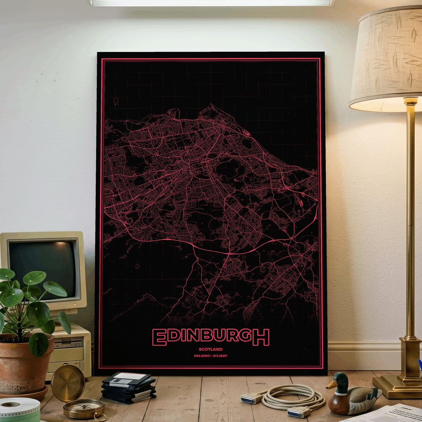 Edinburgh Phosphor Map Poster - System Alert