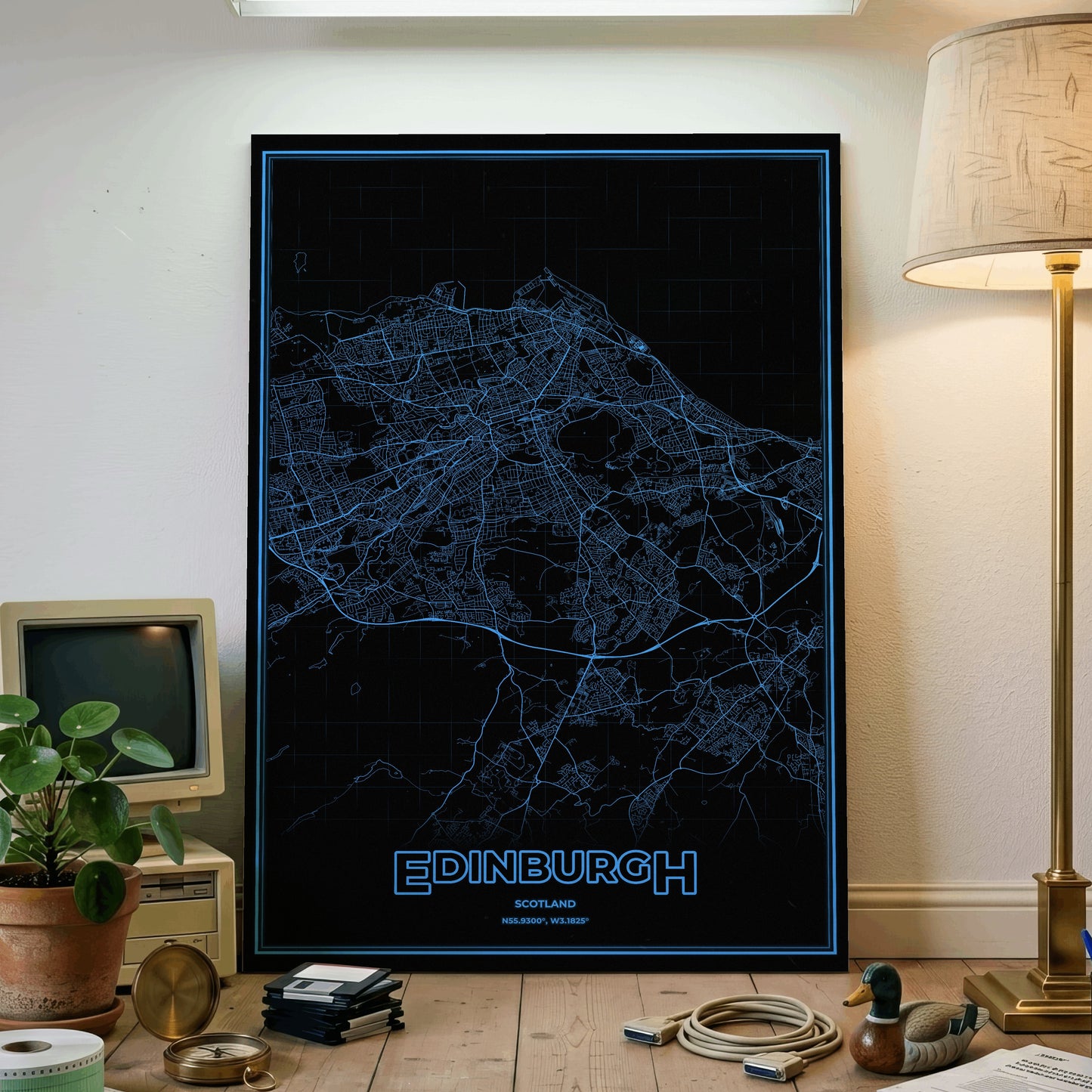 Edinburgh Phosphor Map Poster - IBM Blue