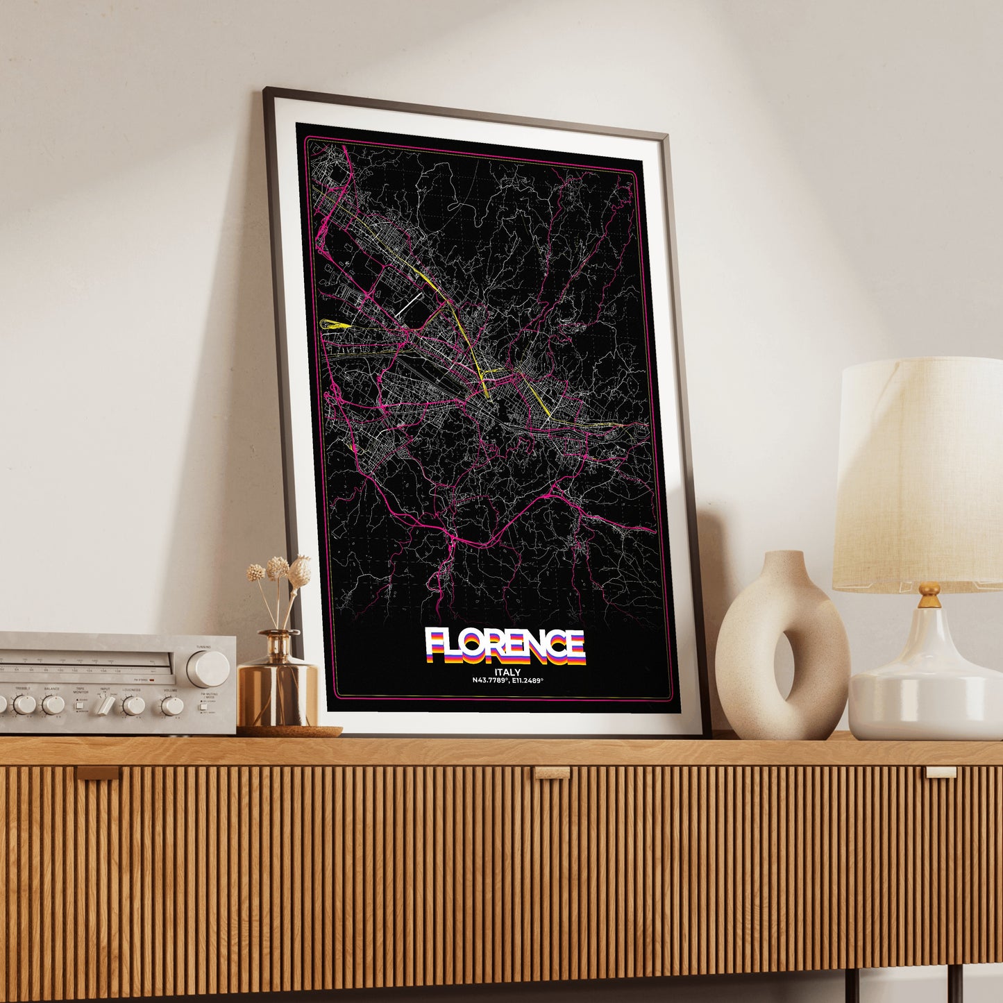 Florence Retro Map Poster