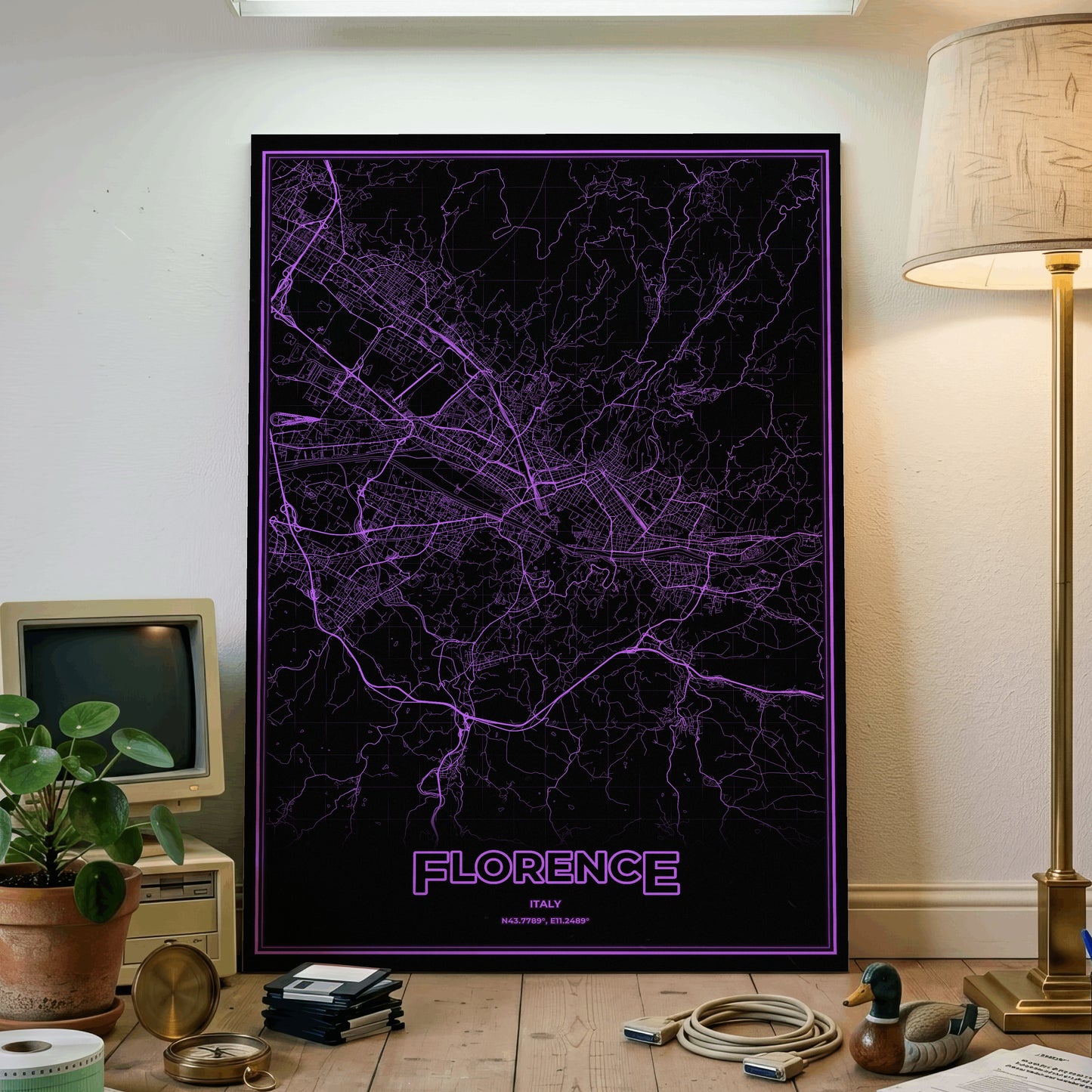 Florence Phosphor Map Poster - EGA Violet