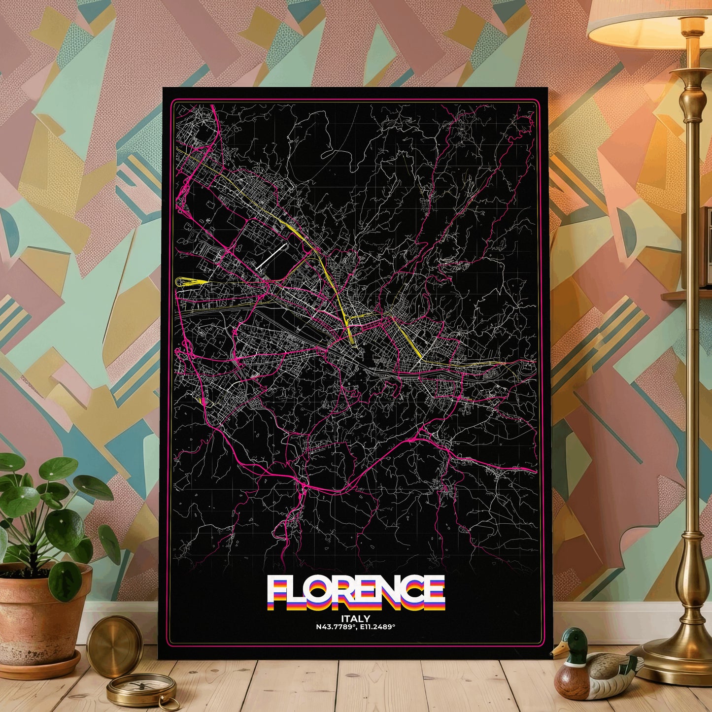 Florence Retro Map Poster