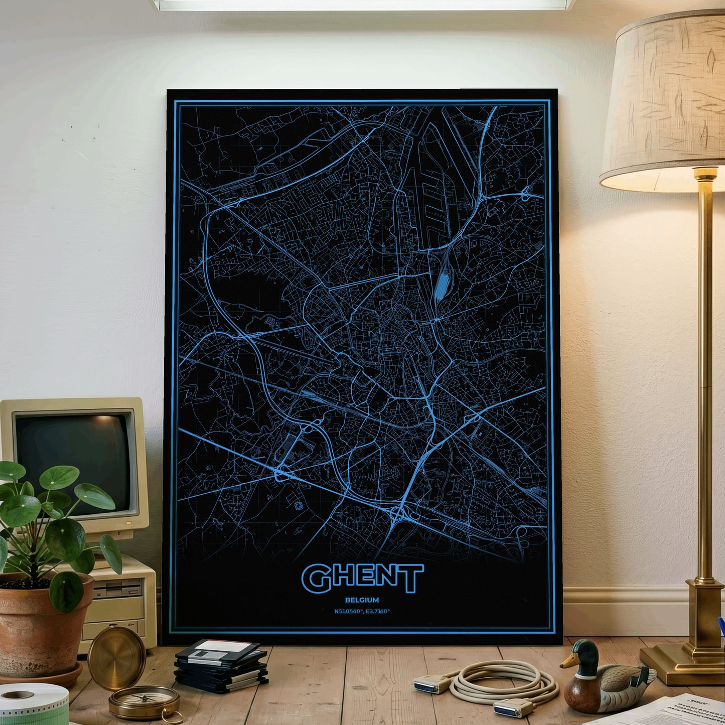 Ghent Phosphor Map Poster - IBM Blue