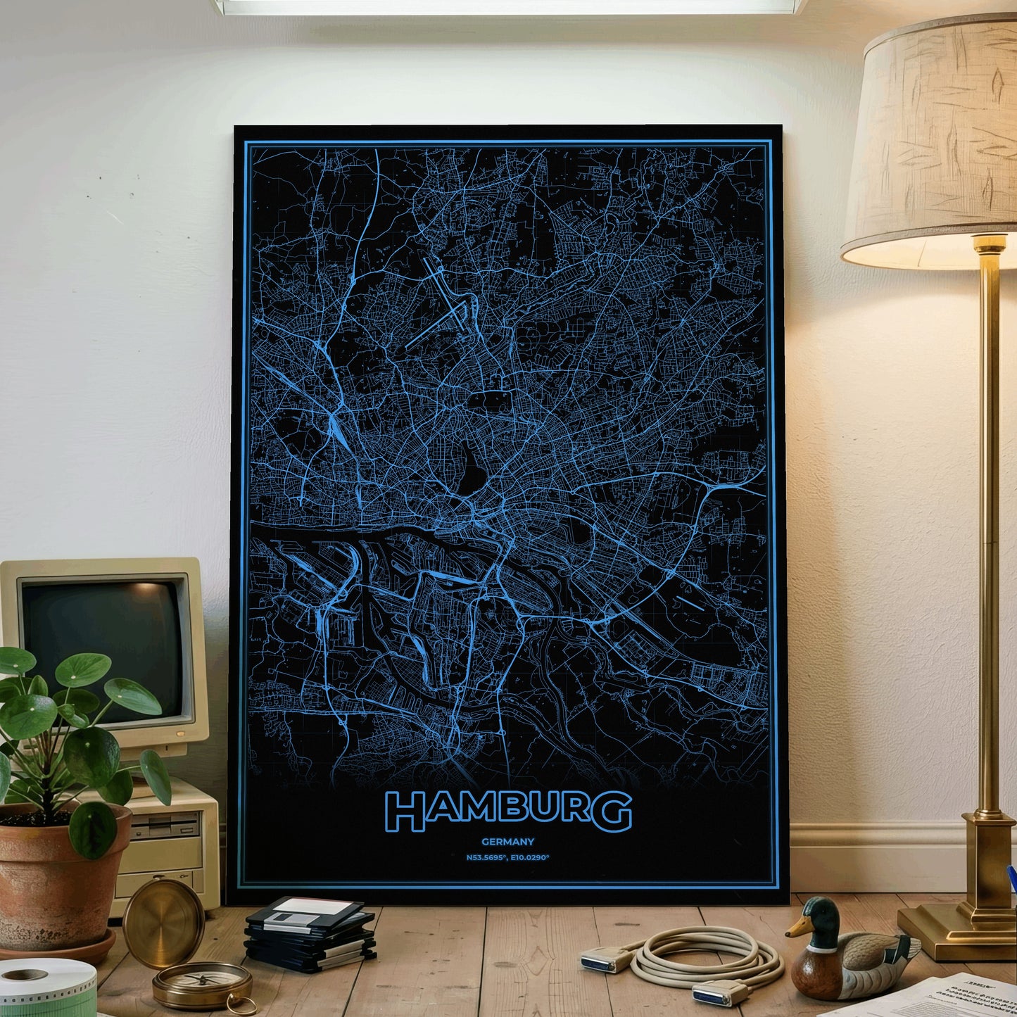 Hamburg Phosphor Map Poster - IBM Blue