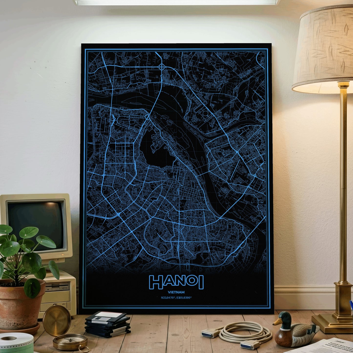 Hanoi Phosphor Map Poster - IBM Blue