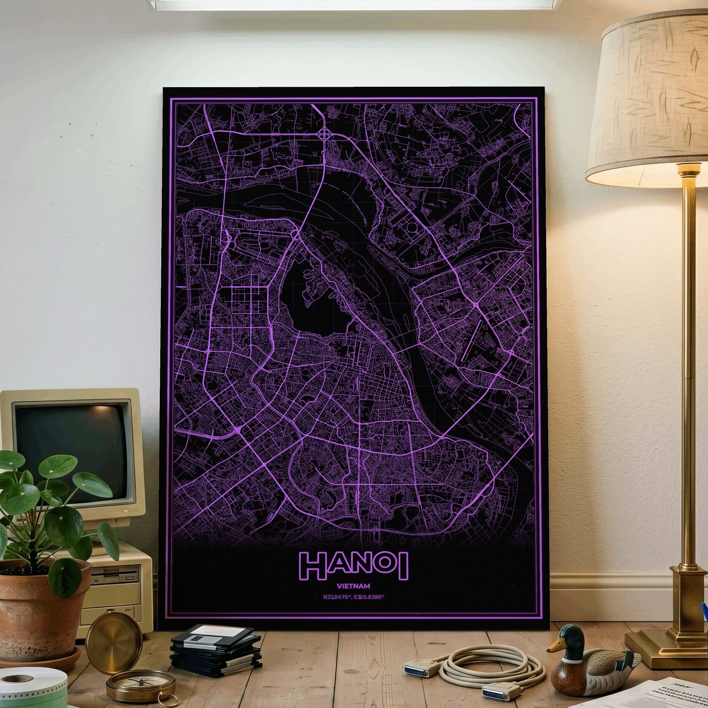 Hanoi Phosphor Map Poster - EGA Violet