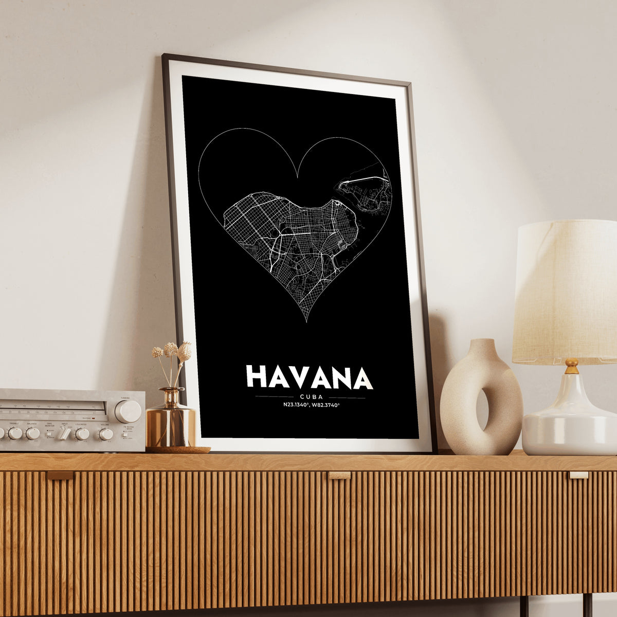 Havana Heart Map Poster