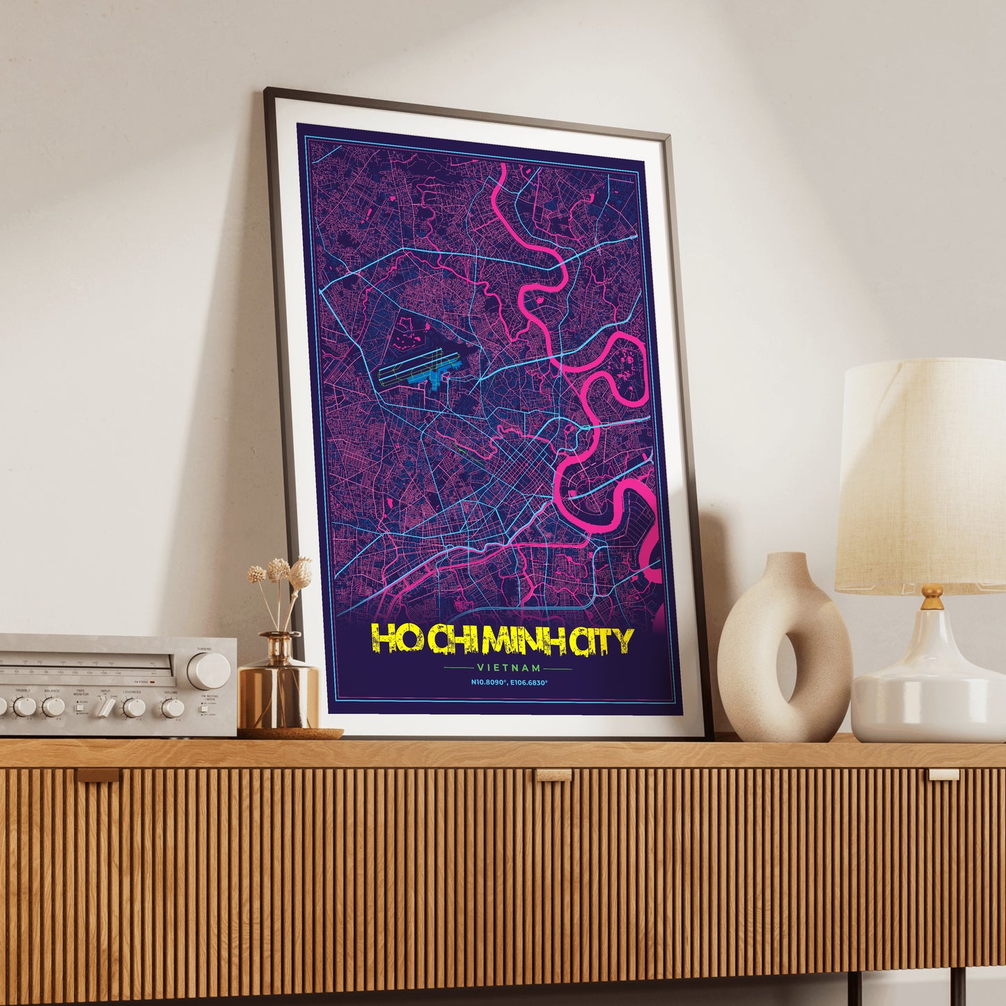 Ho Chi Minh City Cyberpunk Map Poster