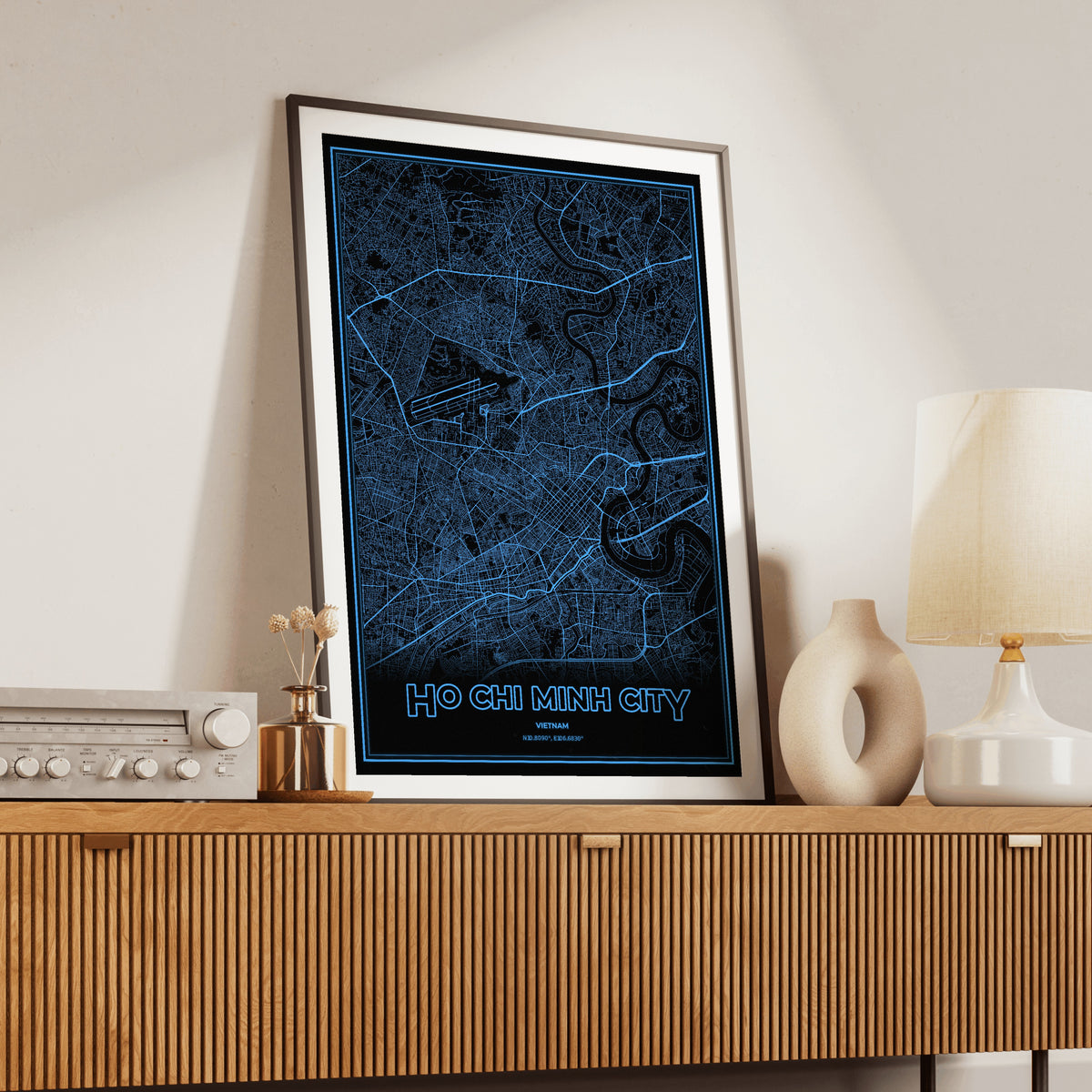 Ho Chi Minh City Phosphor Map Poster - IBM Blue