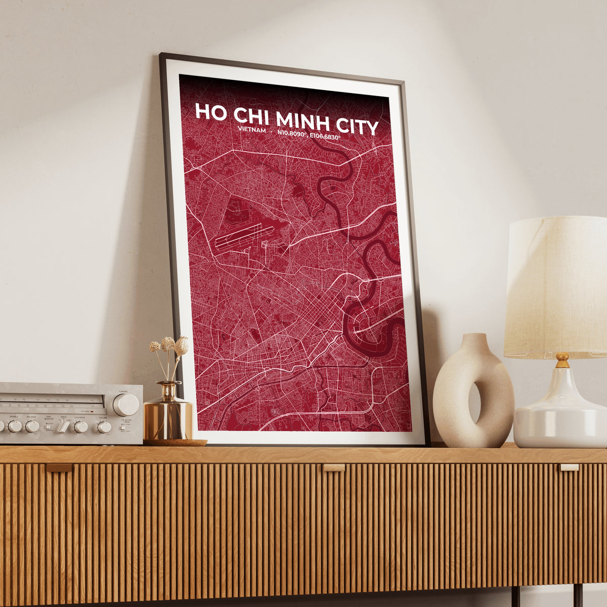 Ho Chi Minh City Garnet Map Poster