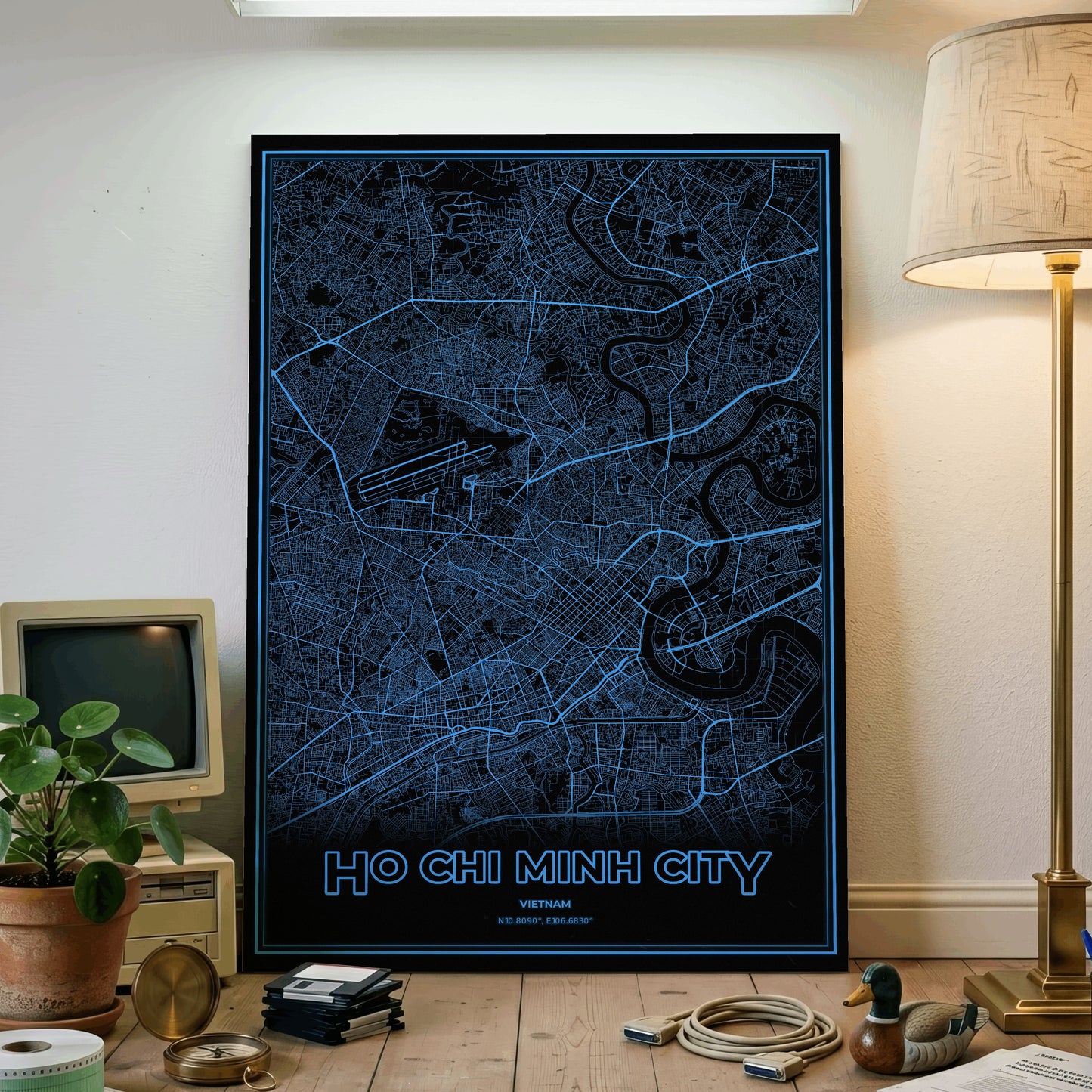 Ho Chi Minh City Phosphor Map Poster - IBM Blue