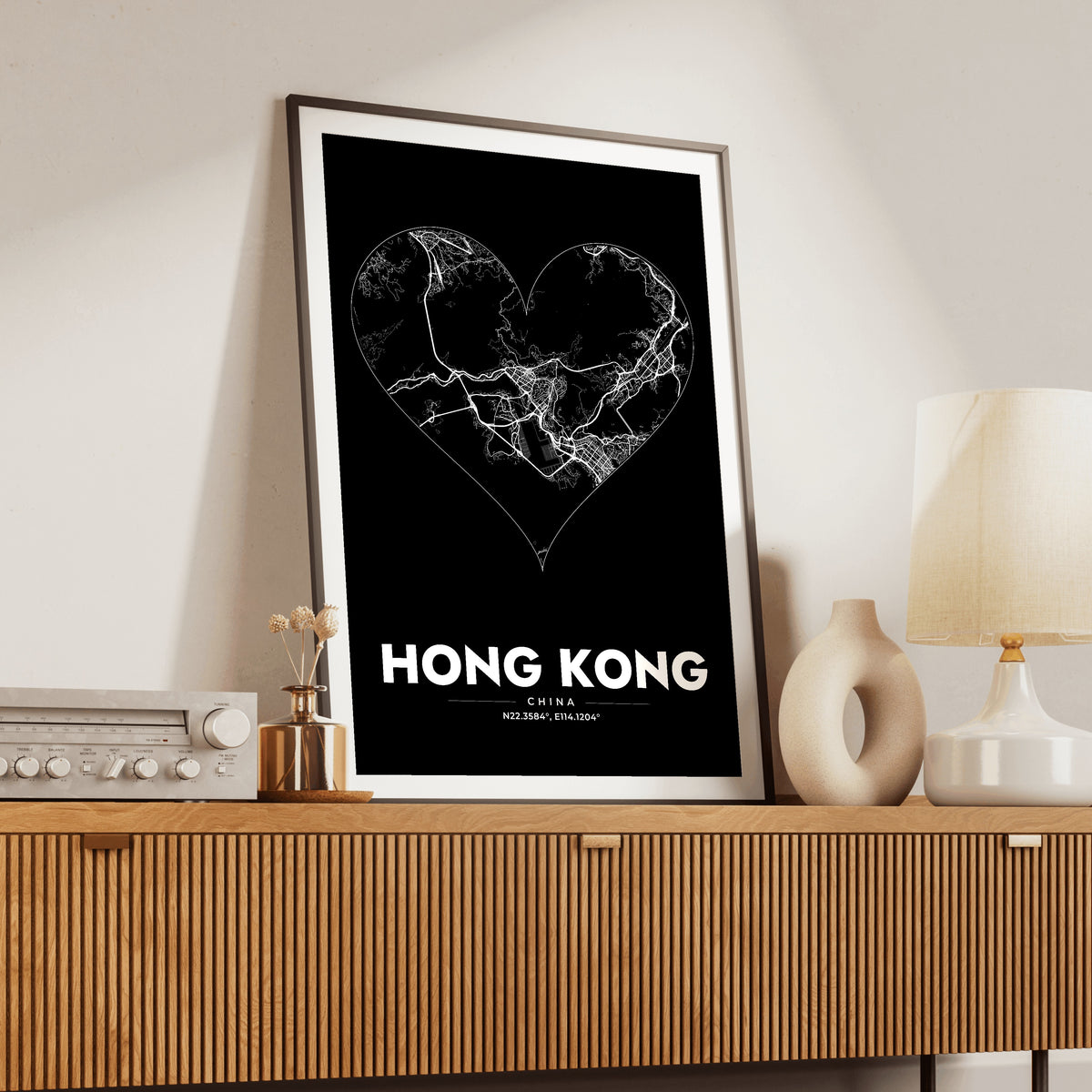 Hong Kong Heart Map Poster