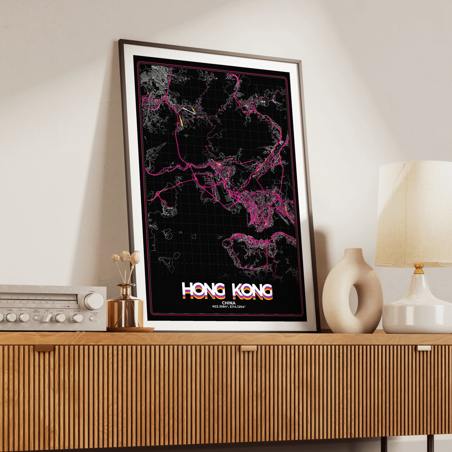 Hong Kong Retro Map Poster