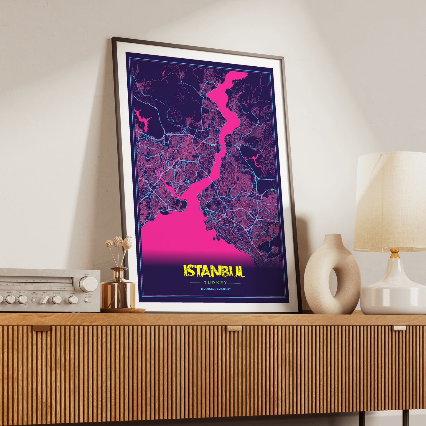 Istanbul Cyberpunk Map Poster