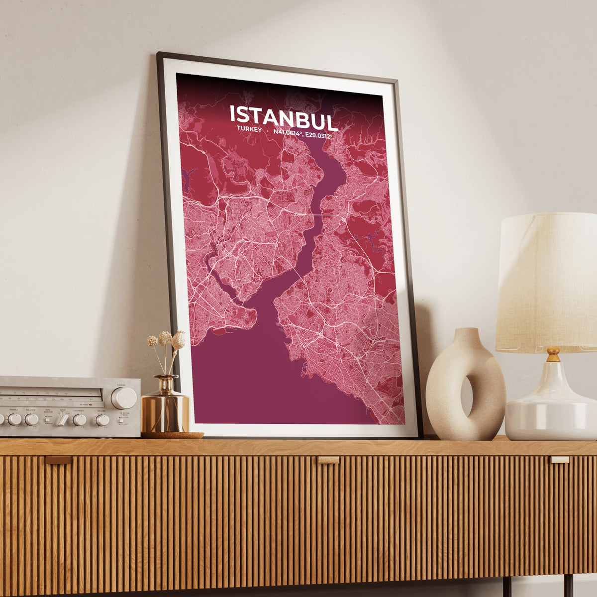 Istanbul Scarlet Map Poster