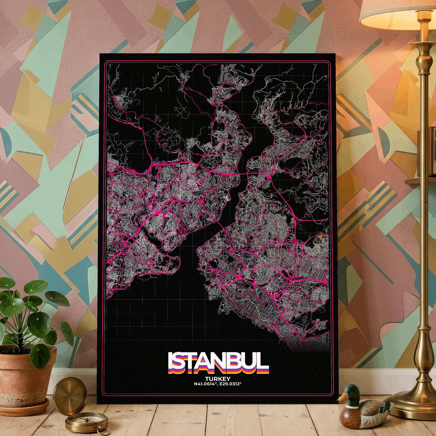 Istanbul Retro Map Poster