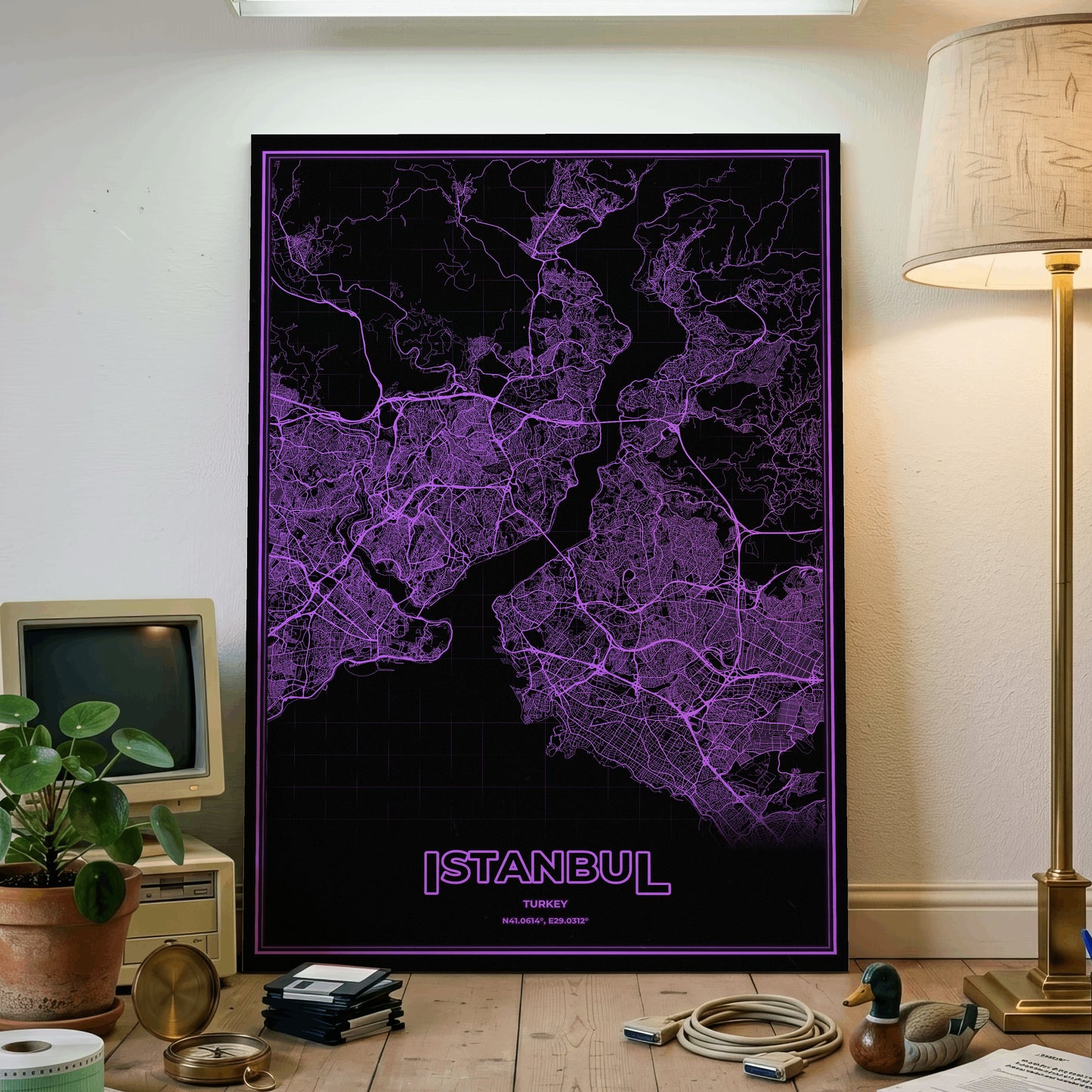 Istanbul Phosphor Map Poster - EGA Violet