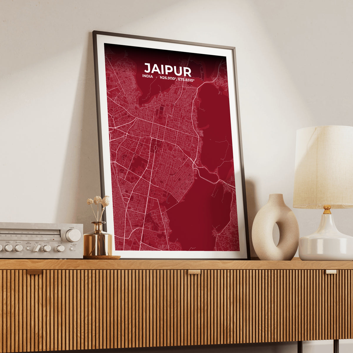 Jaipur Garnet Map Poster