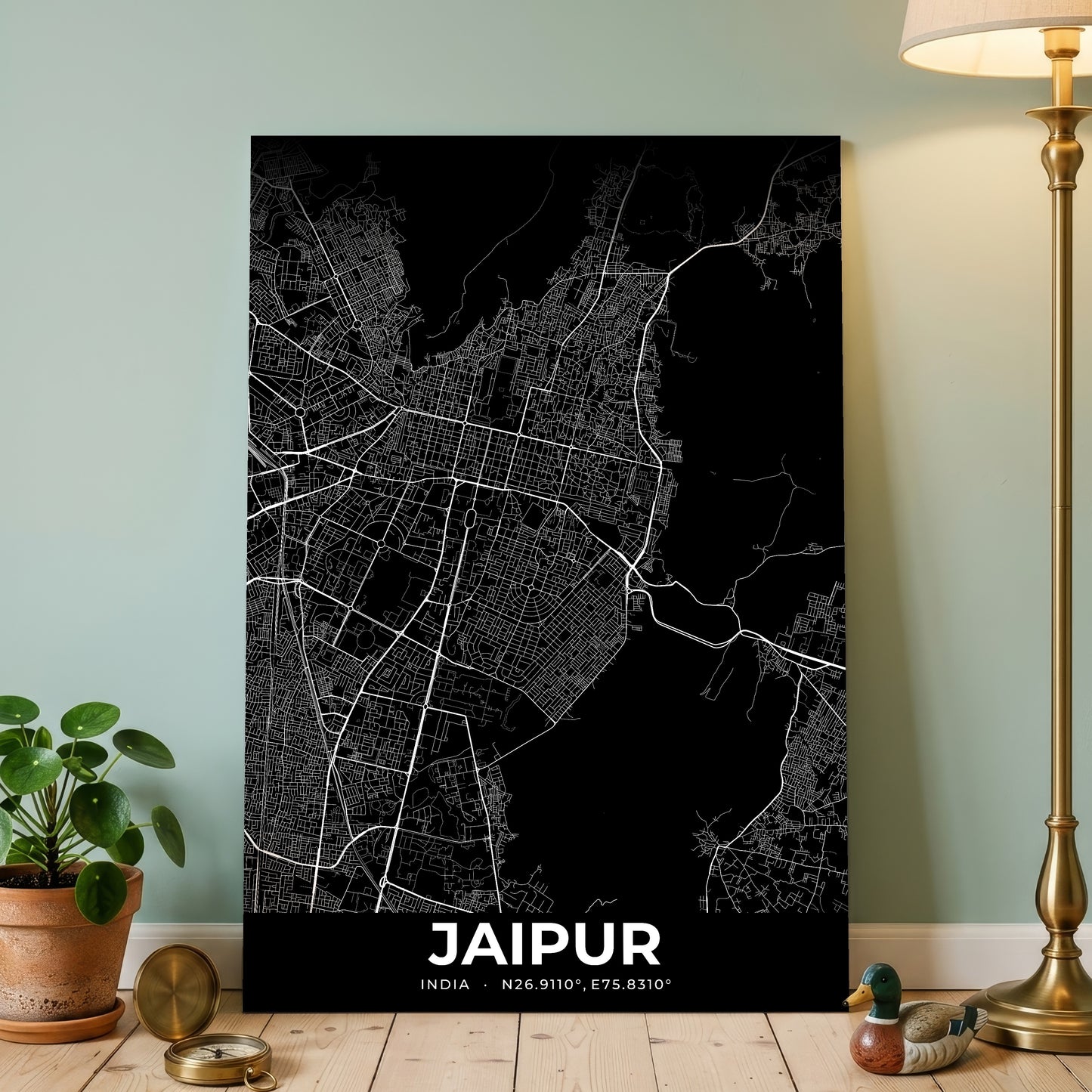 Jaipur Elegant Map Poster