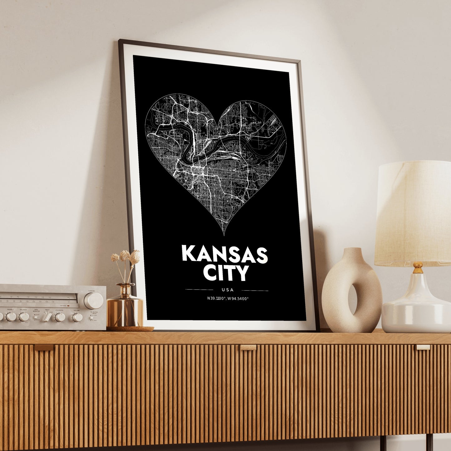 Kansas City Heart Map Poster