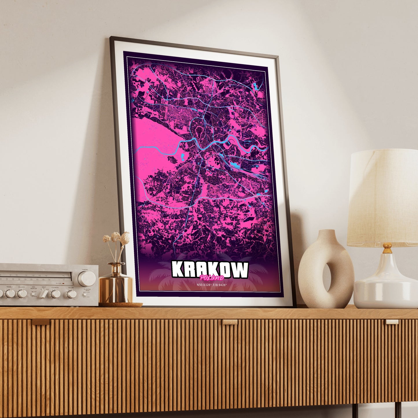 Krakow GTA Map Poster