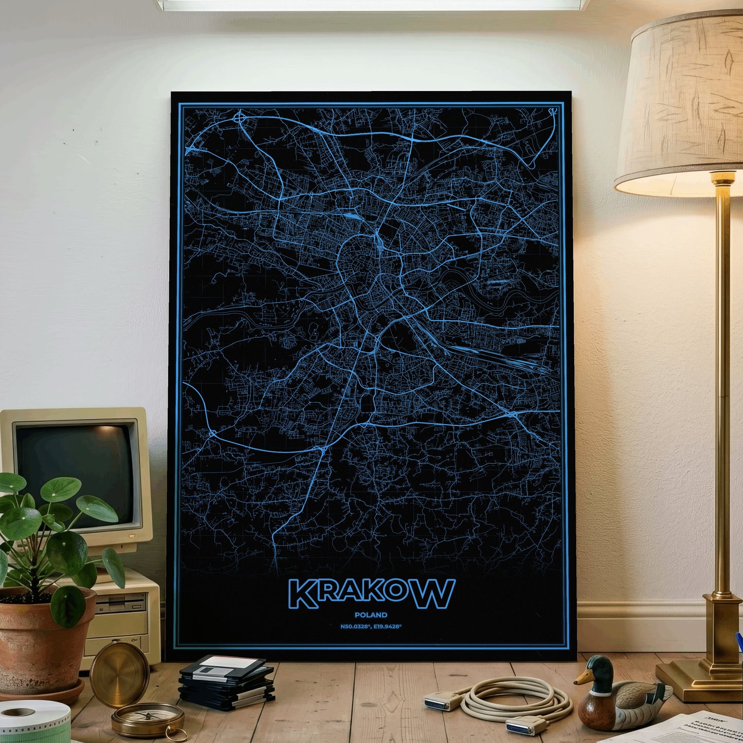 Krakow Phosphor Map Poster - IBM Blue