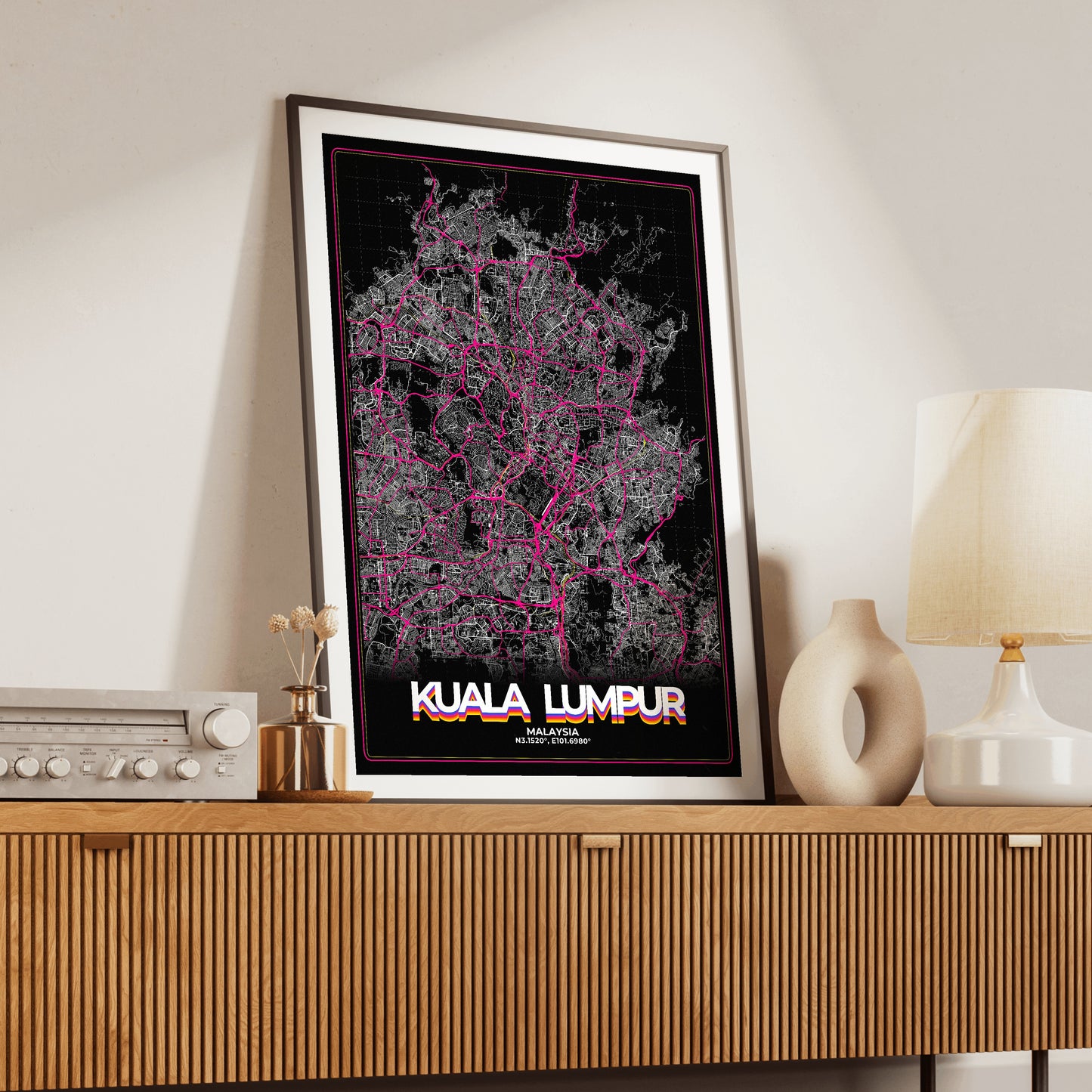 Kuala Lumpur Retro Map Poster