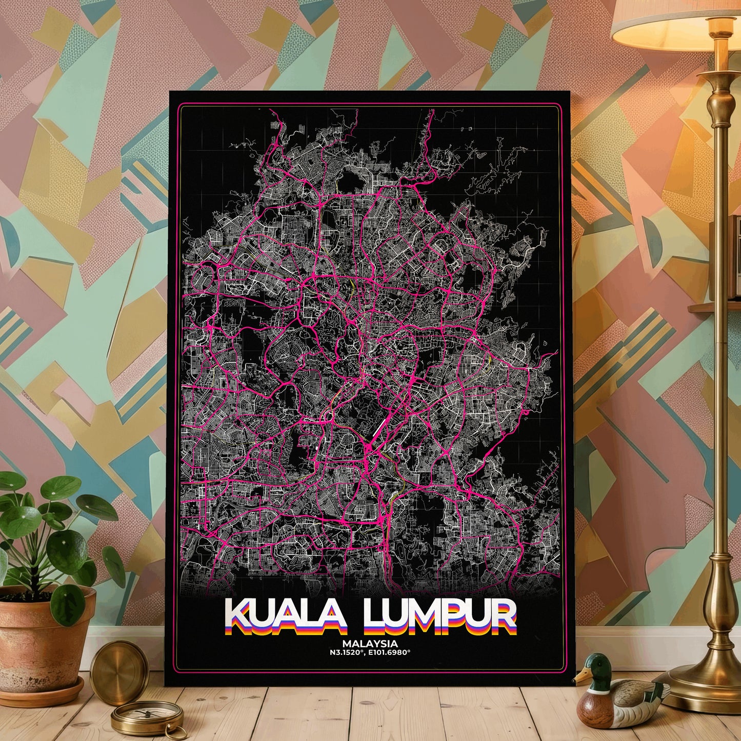 Kuala Lumpur Retro Map Poster