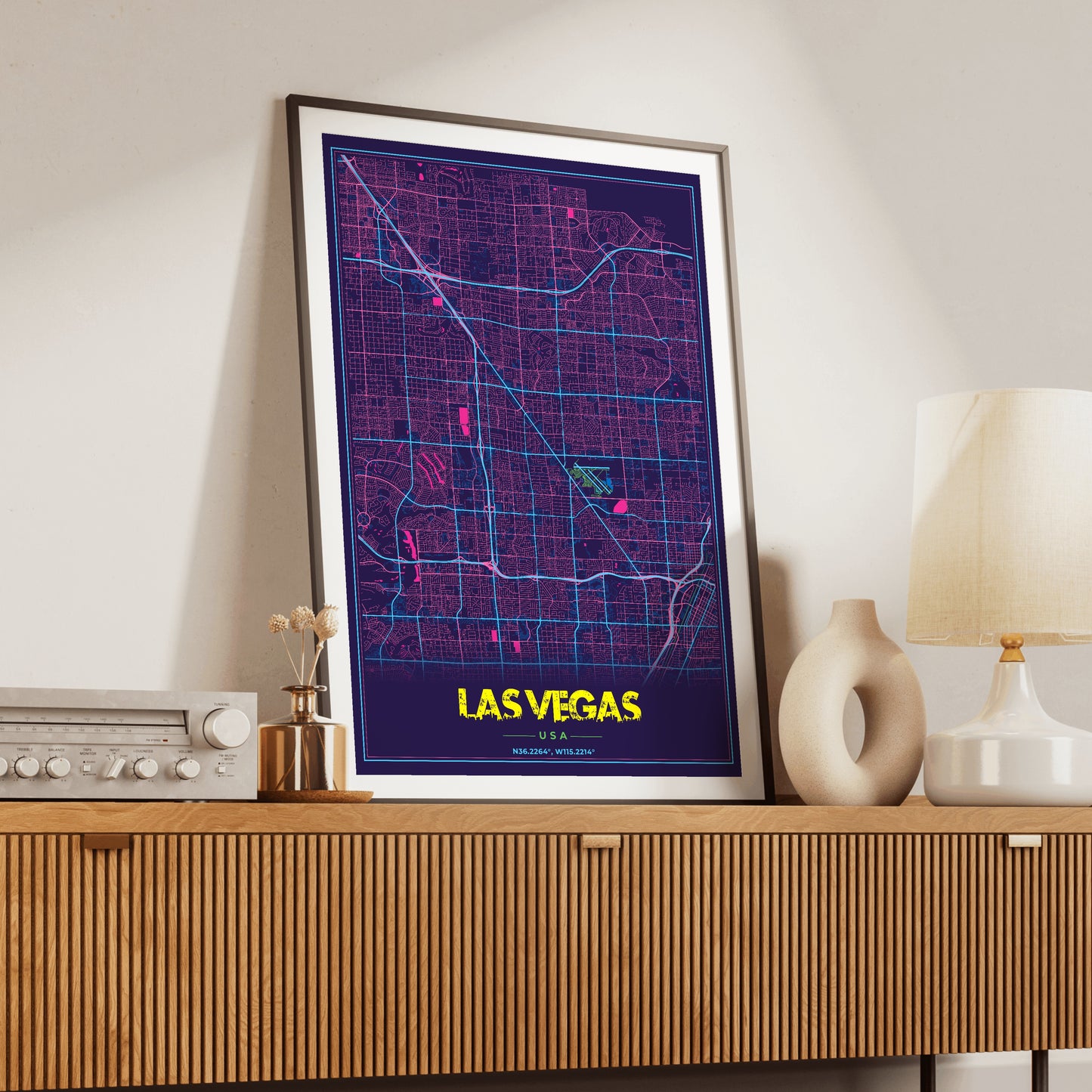 Las Vegas Cyberpunk Map Poster