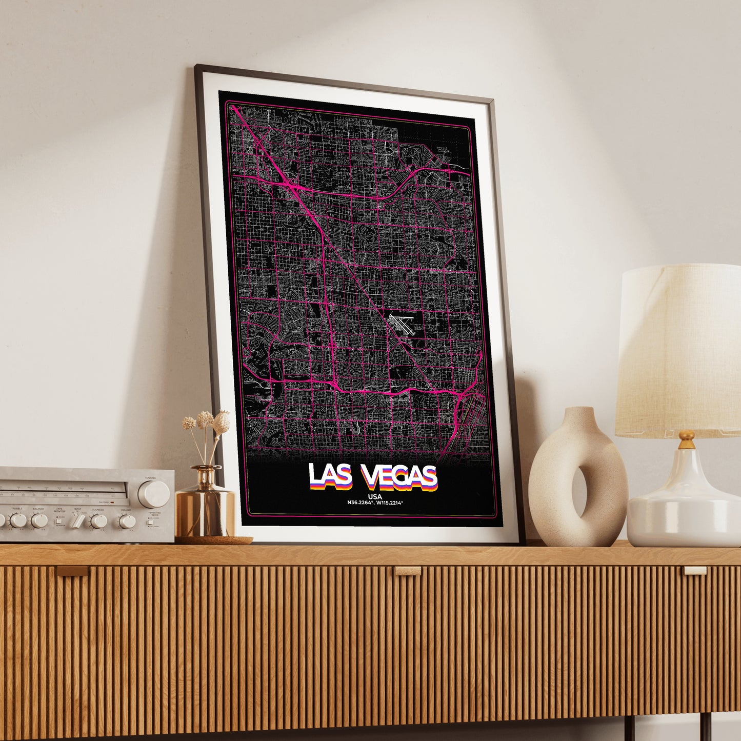 Las Vegas Retro Map Poster