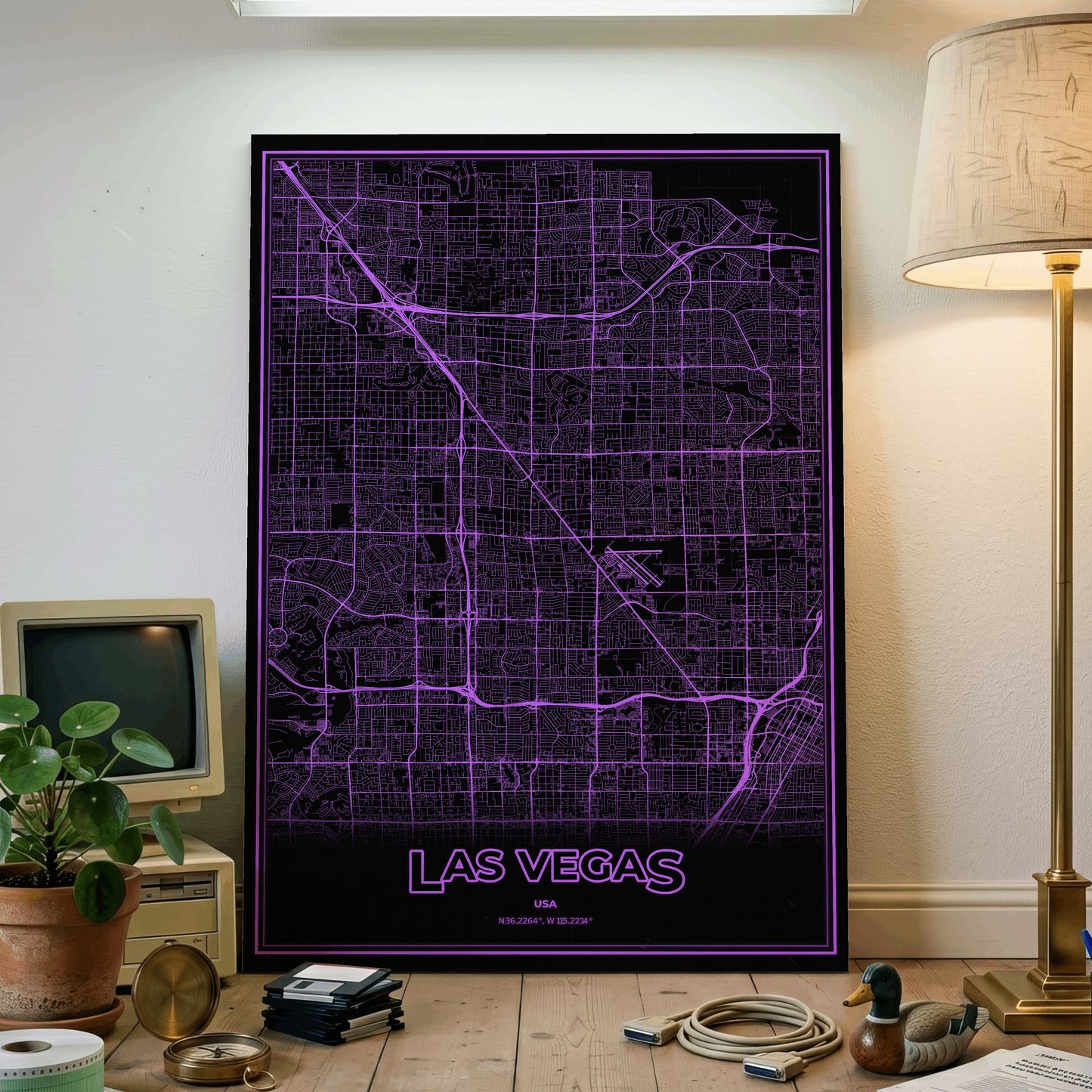 Las Vegas Phosphor Map Poster - EGA Violet