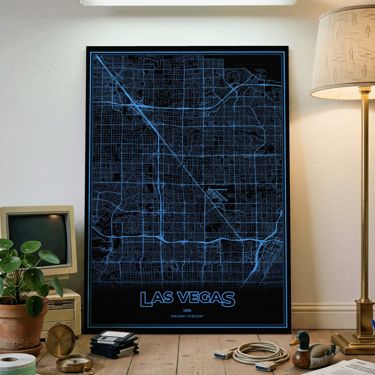 Las Vegas Phosphor Map Poster - IBM Blue