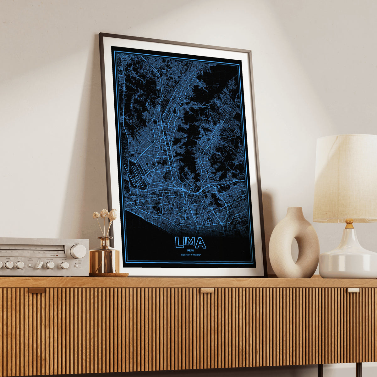 Lima Phosphor Map Poster - IBM Blue