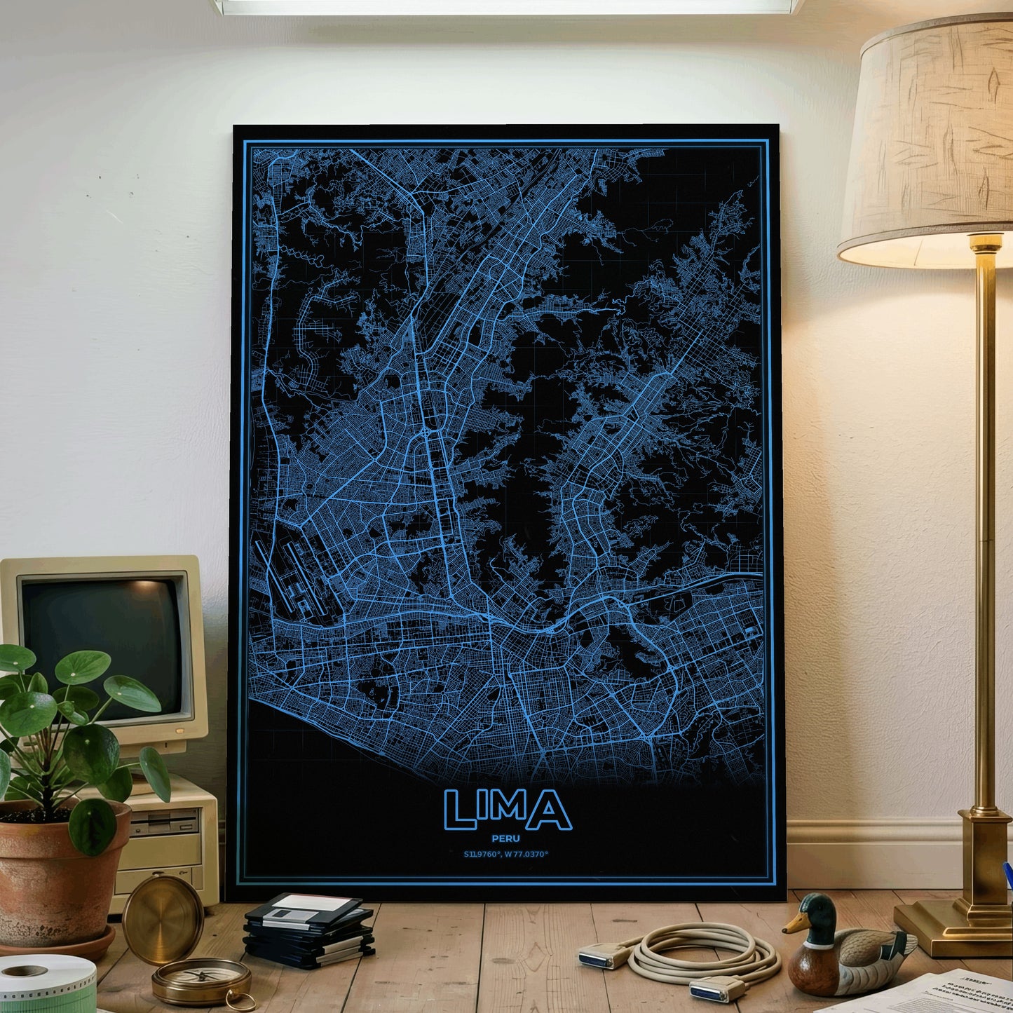 Lima Phosphor Map Poster - IBM Blue