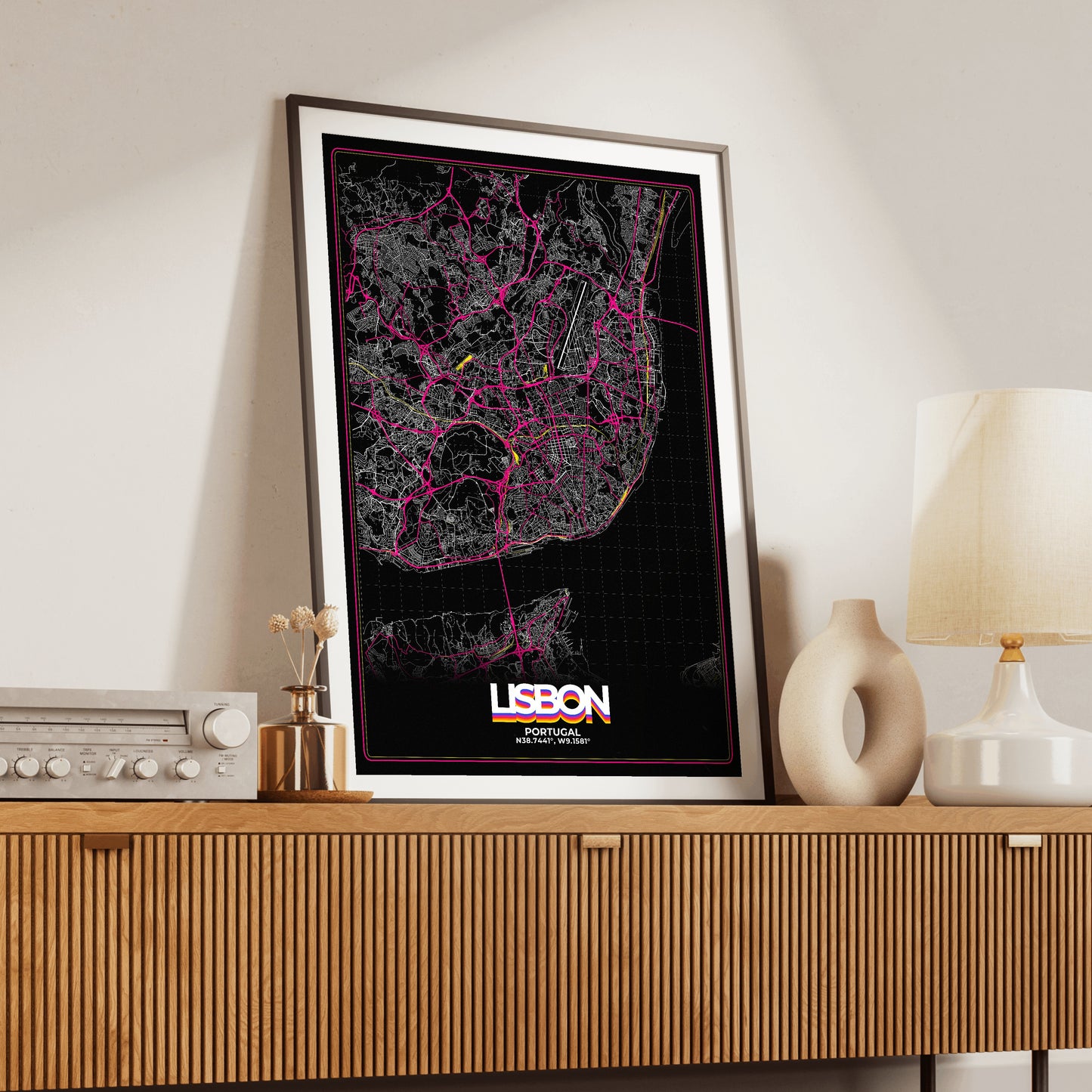 Lisbon Retro Map Poster