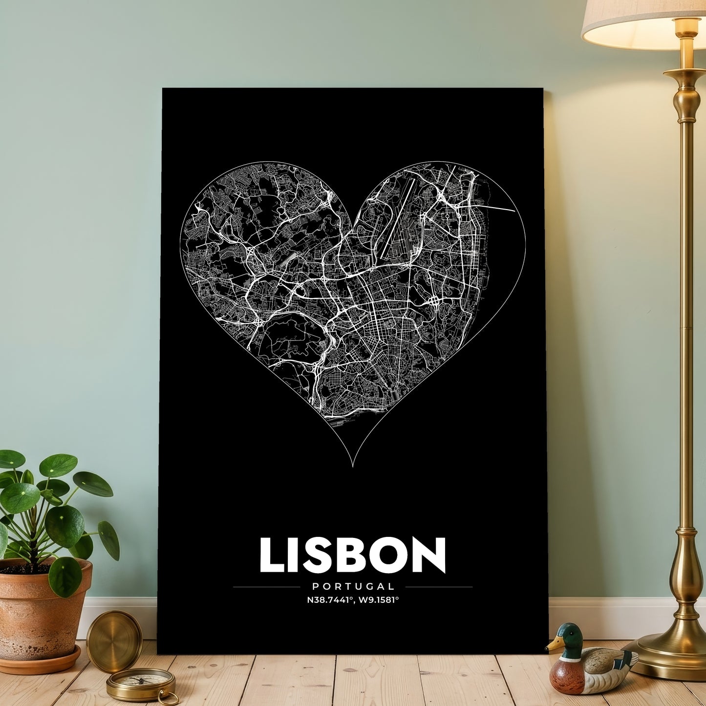 Lisbon Heart Map Poster