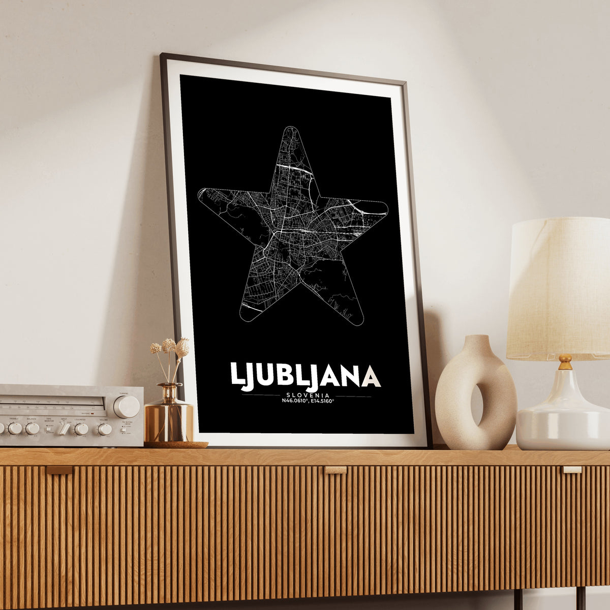 Ljubljana Star Map Poster