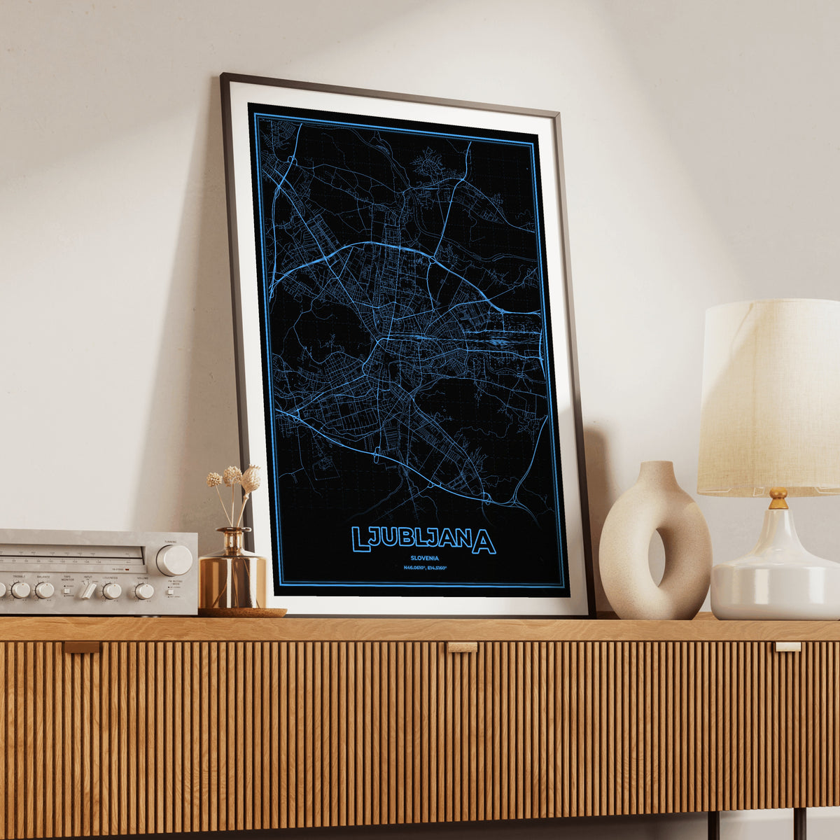 Ljubljana Phosphor Map Poster - IBM Blue