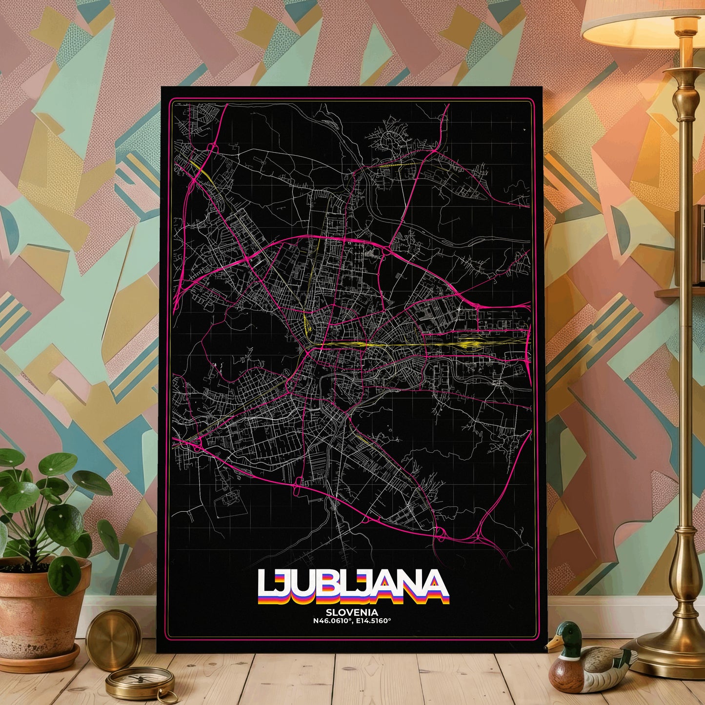 Ljubljana Retro Map Poster