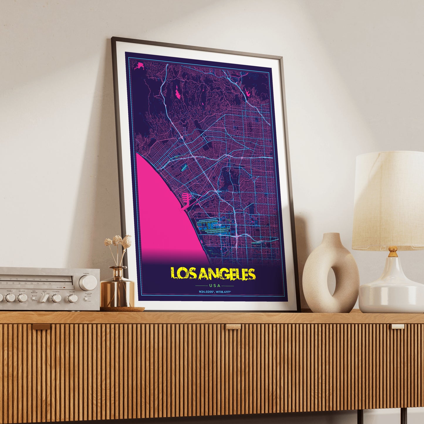 Los Angeles Cyberpunk Map Poster