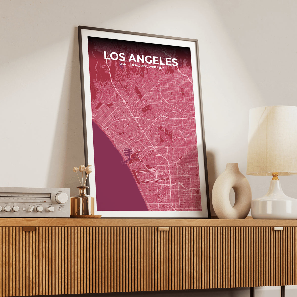 Los Angeles Scarlet Map Poster