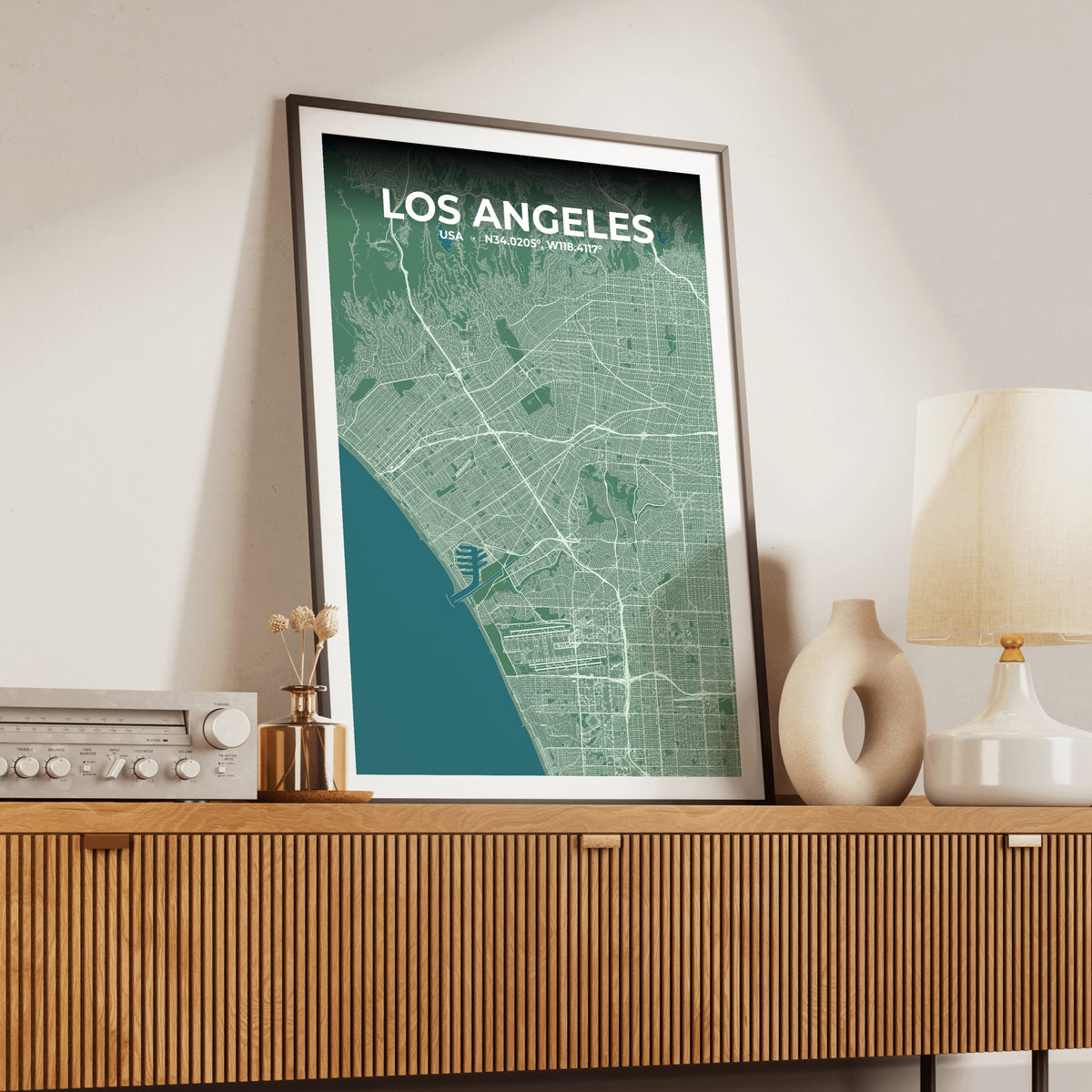 Los Angeles Mist Map Poster
