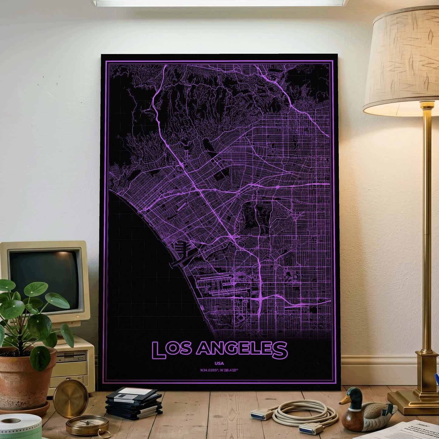 Los Angeles Phosphor Map Poster - EGA Violet