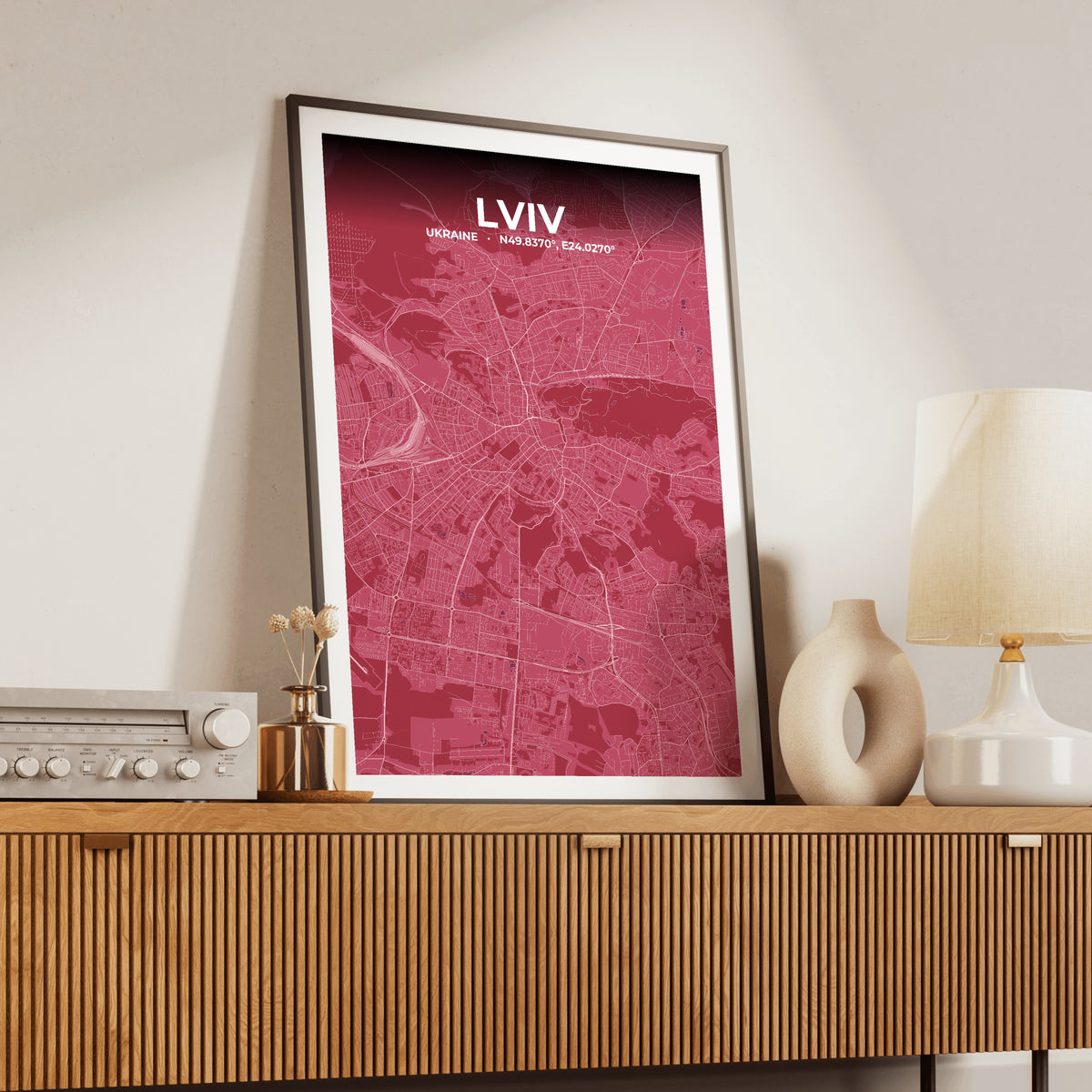 Lviv Scarlet Map Poster