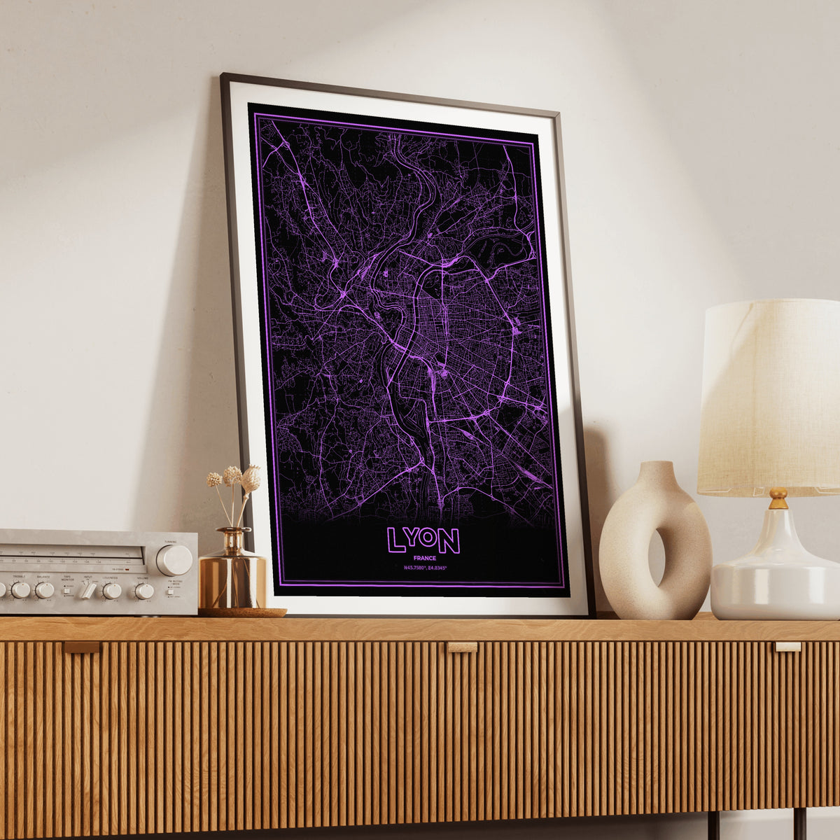 Lyon Phosphor Map Poster - EGA Violet