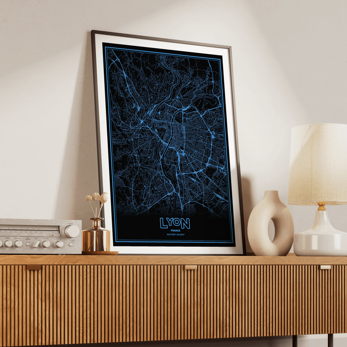 Lyon Phosphor Map Poster - IBM Blue