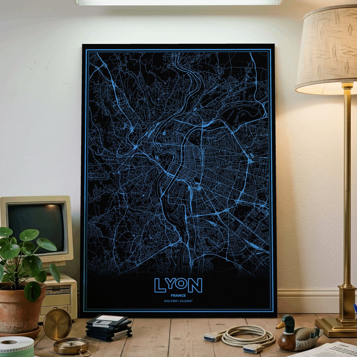 Lyon Phosphor Map Poster - IBM Blue