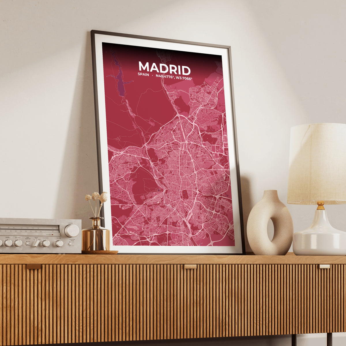 Madrid Scarlet Map Poster