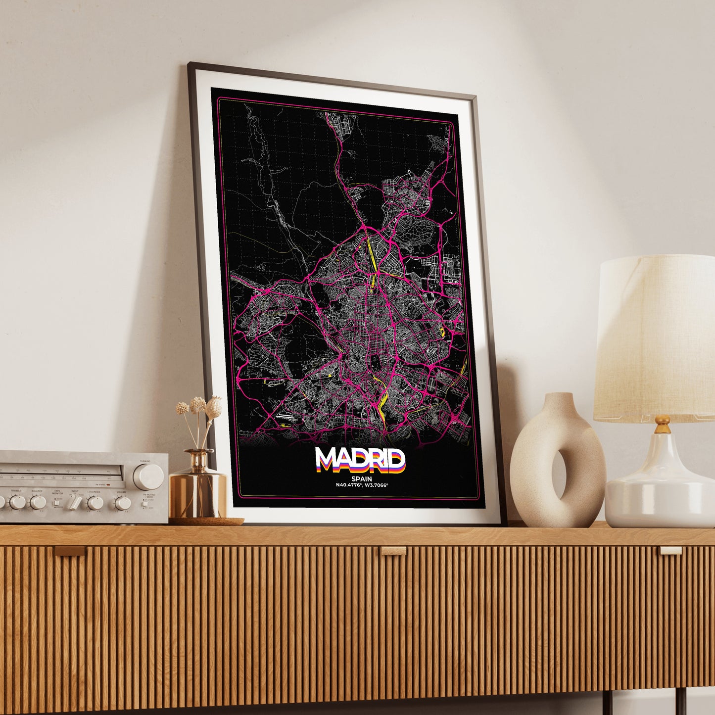 Madrid Retro Map Poster